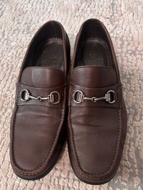 Men's Brown Leather Bit Loafers Monte Rosso size 10